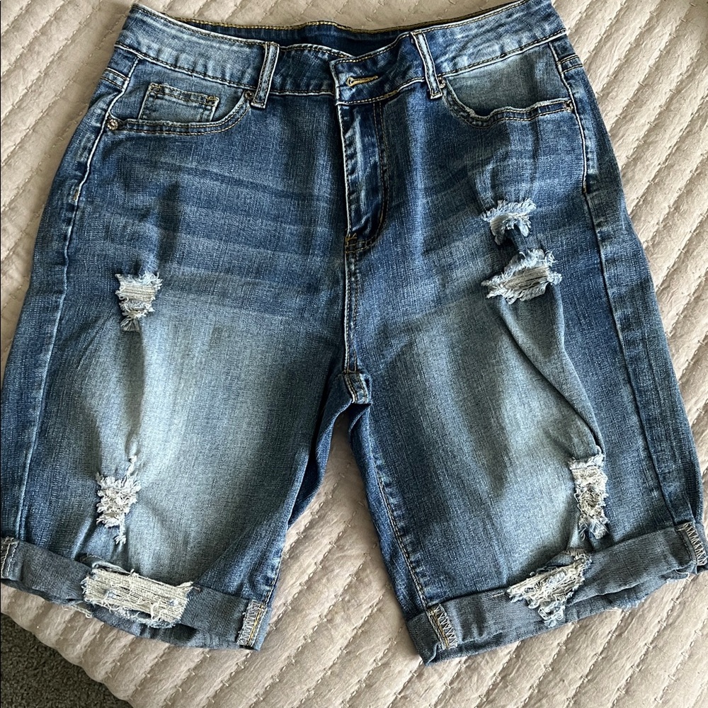 Distressed Denim Shorts